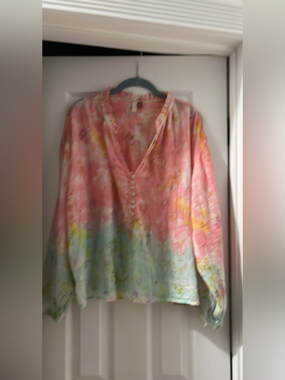 Pilcro Anthropologie  Pink Ombre Floral Blouse
